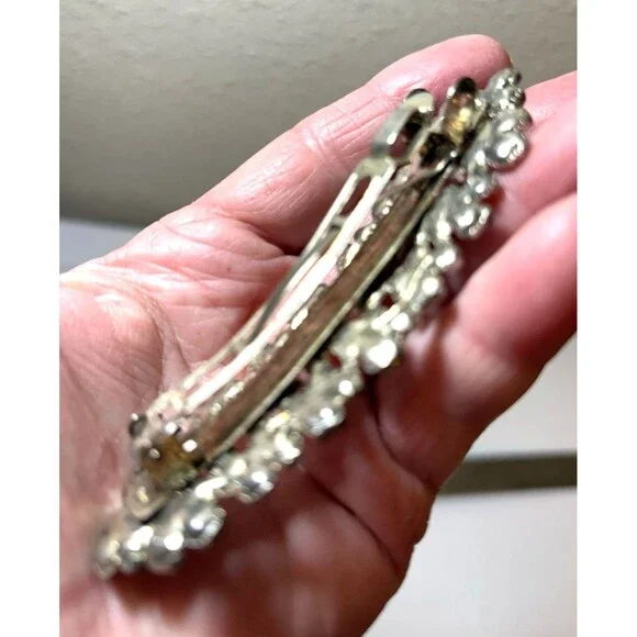 Vintage Silver-tone Floral Hair Barrette - Picture 6 of 6